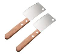 Housoutil Cuchillo para Queso y Mantequilla de Acero Inoxidable Mango de Madera, Ligero y Resistente, Juego de 2 Piezas Adecuado para Cortar y Untar Cocina