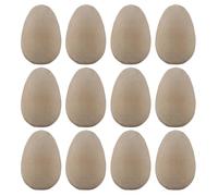 Housoutil de Huevos de Madera sin Terminar y Adornos Creativos 12 Piezas Juguetes para Pintar y Decorar, Color Natural, Superficie Lisa para Manualidades DIY Ideales 8 a 12 Años