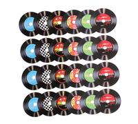 Housoutil Decoración de Pared Discos de Vinilo Retro 24 Piezas Set de 6 Tamaños Variados 15-20 CM para Hogar Bares y Fiestas Adornos Resistentes y Vintage para Ambiente Musical