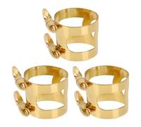 Housoutil Diseño Ligero y Resistente de Latón Dorado 3 Abrazaderas Ajustables para Boquilla de Saxofón Alto Ideales para Práctica y Presentaciones