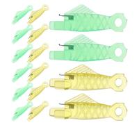 Housoutil Enhebradores de Agujas para Máquinas de Coser 60 Piezas, Plástico en Forma de Pez, Tamaño 1,3 X 0,5 Pulgadas, Colores Amarillo y Verde, Herramienta para Proyectos de Costura DIY