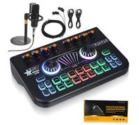 Housoutil Equipo De Transmisión En Kit De Micrófono Mezclador De DJ Mezclador De Podcast Pequeño Tarjeta De Sonido En Mini Tablero