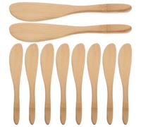 Housoutil Espátulas de Mantequilla de Bambú Natural 10 Piezas, Cortador y Untador Ergonómico para Queso y Mermelada, Accesorio Multiusos para Cocina y Repostería Doméstica