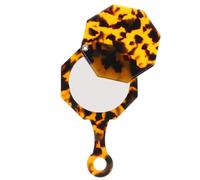 Housoutil Espejo de Maquillaje Portátil Vintage Tamaño Pequeño Tapa Giratoria para Mujer Niñas Uso Viaje y Tocador Color Carey