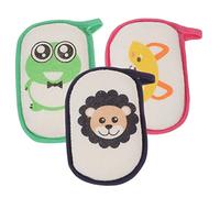 Housoutil Esponjas De Baño Infantiles De Dibujos Animados 3 Piezas Tamaño Adecuado Para Recién Nacidos Limpieza Suave Cuidado Diario Gancho Para Baño De Bebés y Niños
