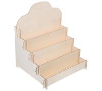 Housoutil Expositor de Tarjetas de Madera Natural Escalonado para Postales y Felicitaciones, Soporte de Mesa Multifuncional para Organización de Cosméticos y Decoración del Hogar, Estante