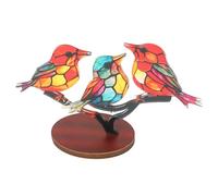 Housoutil Figura Decorativa de Pájaro Pequeño Colorido Base Acrílica Conjunto de Tres Adornos de Pájaro para Decoración de Hogar Jardín y Balcón Diseño Realista y Compacto