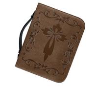 Housoutil Funda para Biblia con Diseño Cruzado Vintage en Pu, Cierre Seguro con Cremallera y Asa Portátil, Adecuado para Uso Religioso y Aprendizaje Diario
