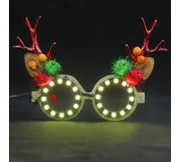 Housoutil Gafas Navideñas Luminosas con Luz LED para Fiesta de Navidad, Diseño Chic en Plástico Rojo, Accesorio Adecuado para Celebraciones Festivas