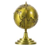 Housoutil Globo terráqueo giratorio de escritorio vintage, mini adorno de metal con base resistente, decoración de hogar y gabinete, color dorado, accesorio educativo para aprendizaje