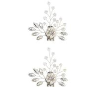 Housoutil Hebillas de Zapatos de Boda Flores Decorativas de Cristal y Perlas, Diseño Desmontable para Novias, Accesorios Plateados Ideales para Fiestas y Bodas