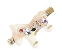 Housoutil Horquilla Cabello Diseño de Caballo Pequeño Pinza de Acetato Color Beige Pasador Gemas de Imitación Accesorio Ligero y Seguro para Fiestas Oficina y Celebraciones del Año