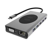 Housoutil Hub USB C Multifuncional Cargador Inalámbrico De 10W Adaptador Compatible con Laptop y Teléfonos Solución De Conexión últiple