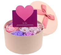 Housoutil Jabón de Simulación Decoraciones Jabón de Flores Día Madre Rosa Caja Redonda Pequeña Púrpura Agradable Aroma sin Olor Ligera y Segura para Día Madre San Valentín
