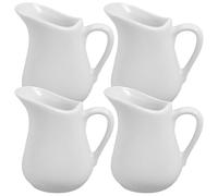 Housoutil Jarra de Crema de Cerámica de Color Claro 80ml, Juego de 4 Piezas, Diseño Ligero y Elegante para Servir Crema y Mantequilla Caliente en Cocina y Restaurante
