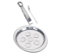 Housoutil Juego de 3 Piezas para Servir Caracoles de Acero Inoxidable Plato para Caracoles Apilable Tenedor y Pinza Utensilios de Cocina para Restaurante y Uso Doméstico Bandeja para