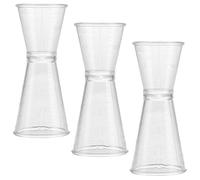 Housoutil Juego de 3 Vasos Medidores Dobles de Plástico Transparente Capacidad Grande para Coctelería Profesional Bar y Preparación Precisa de Cócteles Reutilizable
