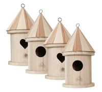 Housoutil Kit de 4 Casas para Pájaros de Madera sin Terminar para Exteriores Diseño Estable y Apariencia Delicada Adecuado para Decoración de Jardín