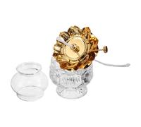 Housoutil Lámpara de Aceite de Vidrio Transparente Tipo Farol Diseño Flor de Loto Mecha Ajustable Lámpara de Queroseno Pequeña para Decoración Interior y Uso en Hogar Camping o