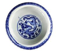 Housoutil Lavacepillos de porcelana azul y blanca limpiador cuadro cepillar cepillo de escritura bandeja de lavado lavadora de pinceles cepillo de caligrafía china cepillos de agua cerámica
