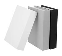 Housoutil Libros falsos de cartón gris para decoración versátil en bibliotecas y salones, set de 3 libros minimalistas, ligeros y portátiles con estilo elegante