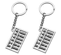 Housoutil Llavero de Ábaco Vintage de Aleación de Zinc 6 Barras, Paquete de 2 Piezas, Herramienta Didáctica y Souvenir Adecuado para Viajes y Ejercicios Matemáticos