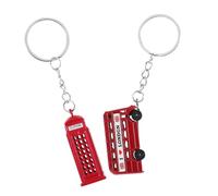 Housoutil Llavero de Aleación de Zinc Británico 2 Piezas Diseño Retro de Autobús y Cabina Telefónica Colgante Decorativo para Bolso y Llaves Recuerdo Turístico de Inglaterra