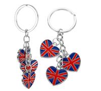 Housoutil Llavero Doble con Bandera Británica del Reino Unido, Llaveros con Dijes Metálicos Resistentes, Decoraciones para Fiesta Británica, Recuerdo de Londres, Accesorio para Coche