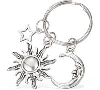 Housoutil Llavero Estrella Luna Sol de Metal Plateado, Accesorio Colgante Decorativo para Llaves, Titular Llave, Obsequio Original para Mujeres y Uso Diario