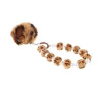 Housoutil Llavero Pompón Peludo de Estampado de Leopardo, Accesorio para Mochila y Bolso, Llavero para Coche y Pulsera Cuentas Decorativas, Color Café, Accesorio de Moda para Niñas