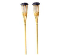 Housoutil Luces De Antorcha Solares De Bambú Para Jardín Sensor De Luz Inteligente, Lámparas Solares Para Césped, Luz Cálida, 2 Piezas, 55 Cm, Para Exteriores y Paisajismo