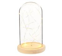 Housoutil Luz De Noche De Flor De Plata De Árbol De Fuego Luces De Hadas De Cúpula Luz De Hadas Llevada Campana De Cúpula De Exhibición De Vidrio Luz De Noche Led Reloj El Plastico Hazme