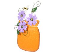 Housoutil Maceta de Pared de Hierro Pintada a Mano Escultura Colgante Decorativa para Jardín y Patio Arte Mural Metálico en Color Naranja Decoración Exterior Moderna y Resistente