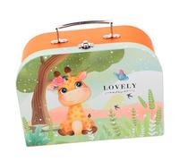 Housoutil Maleta Multiusos para Niños, Caja Portátil de Cartón Diseño de Jirafa, Color Amarillo, Tamaño Pequeño, Estuche de Almacenamiento Práctico para Material Escolar y Juguetes, Uso