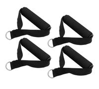 Housoutil Mango de Ejercicio Mosquetón para Gomas de Resistencia, Juego de 4 Asas Negras de Plástico para Entrenamiento de Fuerza y Rehabilitación