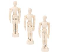 Housoutil Maniquí de Madera Articulado para Dibujo de Artistas 3 Unidades 11,5 Cm Beige Soporte, Figura Proporcional Ligera para Bocetos, Adorno Hogar, Oficina y Aula