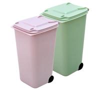 Housoutil Mini Bote de Basura de Escritorio Multifuncional 2 Piezas Soporte para Bolígrafos y Organizador Pequeño para Oficina y Hogar Color Verde y Rosa Compacto y Práctico