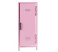 Housoutil Mini Casillero de Metal para Maquillaje con Cerradura y Llaves, Organizador de Almacenamiento de Belleza Compacto en Color Rosa, Estuche Multiusos para Tocador, Escritorio y Hogar