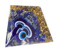 Housoutil Mini Pirámide de Lapislázuli Azul Ojo Decorativo, Escultura Piramidal Artesanal para Escritorio y Hogar, Adorno Pequeño de Piedra Natural Adecuado para Decoración de Oficina