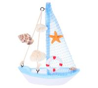 Housoutil Modelo Náutico de Vela de 15 Cm en Madera Color Azul Claro Aro Salvavidas, Adorno Decorativo para Hogar, Dormitorio y Aula, Decoración Náutica Costera, Adecuado para Fotografía