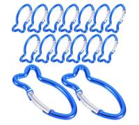 Housoutil Mosquetones para Escalada Forma de Pez, 15 Piezas, Aleación de Aluminio, Color Azul, Clips de Gancho para Exteriores, Mochila y Equipo de Supervivencia al Aire Libre, Ideales