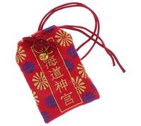 Housoutil Omamori Japonés de Protección y Salud en Brocado Rojo Cordón Colgante, Amuleto Tradicional para Llevar en Bolsa o Bolsillo