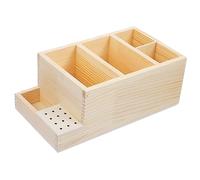 Housoutil Organizador para Brocas de Uñas Caja de Almacenamiento Grande Madera Natural Soporte para Cabezales de Pulido Manicura Uso Profesional y Doméstico