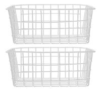 Housoutil Organizador para Congelador 2 Unidades Cesta Metálica 28X215X12 CM Cestas de Alambre para Almacenamiento de Frutas y Verduras Refrigerador y Despensa
