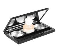 Housoutil Paleta de Sombras de Ojos Rectangular Vacía Negra Mate con 3 Bandejas Redondas de Aluminio, Espejo Incorporado, Soporte para Sombras, Kit de Maquillaje Portátil para Viaje,