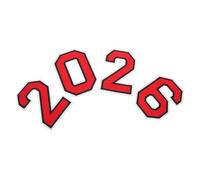 Housoutil Parches Bordados Numéricos Termoadhesivos 2026 Rojos Grandes para Planchar en Ropa Deportiva, 4 Unidades para Camisetas, Uniformes Escolares y Equipos de Fútbol