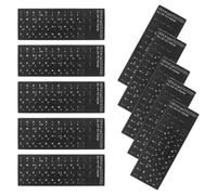 Housoutil Pegatinas para Teclado Bilingüe en Inglés y Hebreo para Ordenador Portátil y Escritorio, 10 Piezas de PVC Negro, Fácil Limpieza para Oficina y Aprendizaje de Idiomas