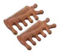 Housoutil Peine Masajeador de Sándalo Natural 2 Piezas, Herramienta Multiusos para Masaje Facial, Corporal y Cuero Cabelludo, Cepillo para Champú y Masaje Ocular, Cuidado del Cabello