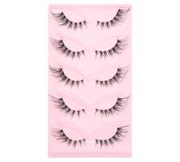 Housoutil Pestañas Postizas Estilo Ojo Felino 5 Pares Tira Ligera y Cómoda para Maquillaje Diario Escenario Extensiones de Pestañas Volumen Natural para Uso Profesional y Personal