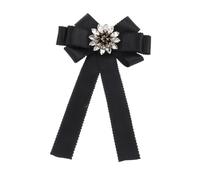 Housoutil Pin de Lazo Negro para Mujer en Aleación de Cinta y Pedrería, Accesorio Elegante y Sofisticado para Ropa de Trabajo y Eventos